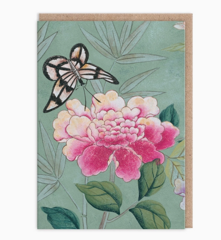 Butterfly and Peony Greeting Card