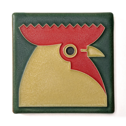 4x4 Rooster Art Tile - Green