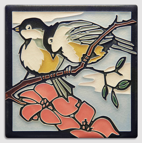 6x6 Spring Chickadees Art Tile