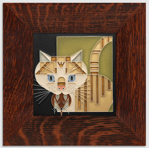 6x6 Barn Kitty - Green, Framed