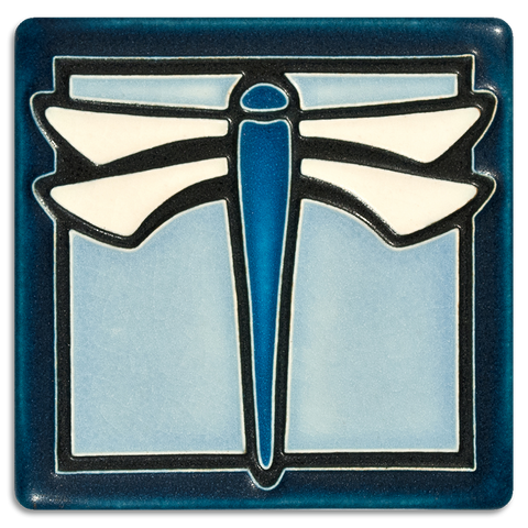 4x4 Dragonfly Art Tile - Light Blue