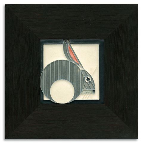 4x4 Hare Grey Art Tile, Framed
