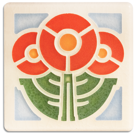 4x4 Round Flowers Art Tile