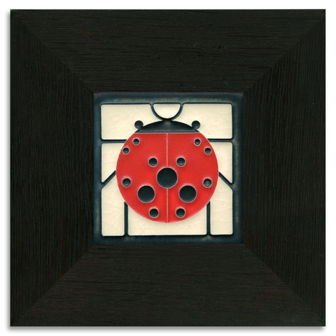 4x4 Ladybug with Border - White Art Tile, Framed