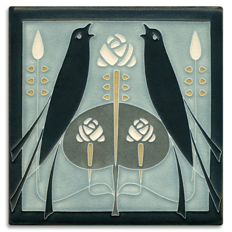 8x8 Songbirds Light Blue Art Tile