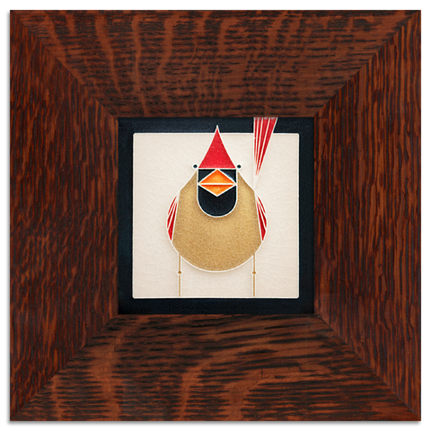 4x4 Female Cardinal Art Tile, Framed