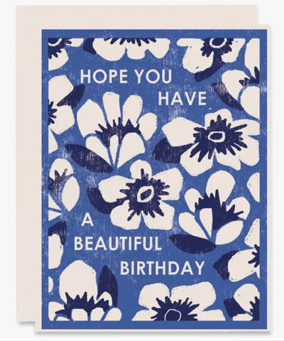 Blue Floral Garden Beautiful Birthday Card