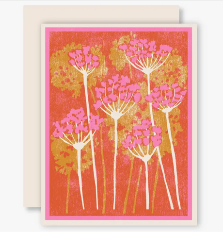 Pink and Gold Floral Letterpress Card