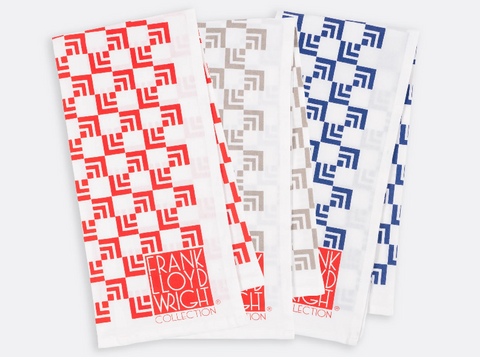 FLW Squares Printed Tea Towels - Set of 3