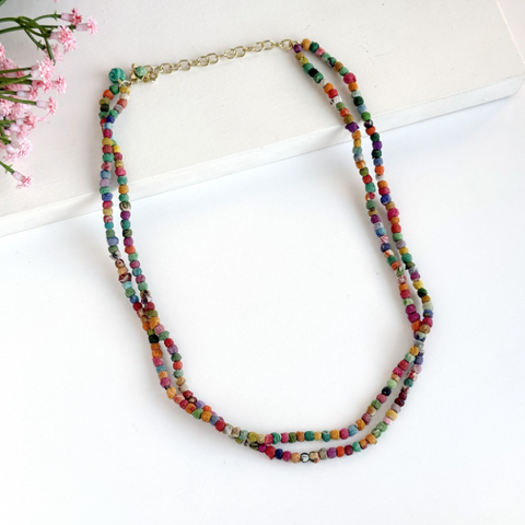 Kantha Milieu Double Strand Necklace