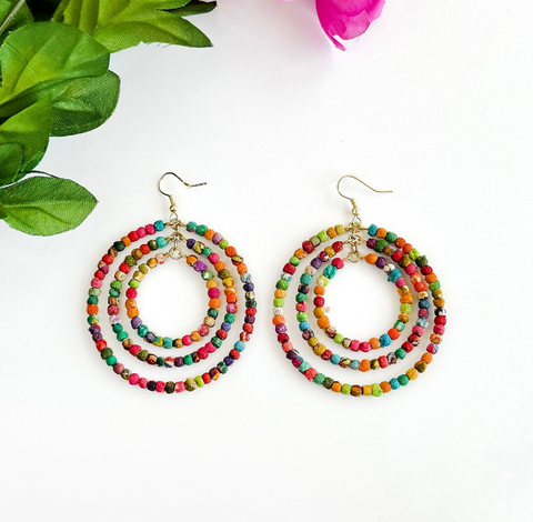 Kantha Milieu Triple Hoops