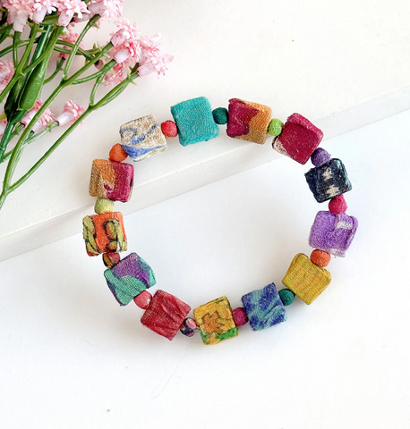 Kantha Dotted Square Bracelet