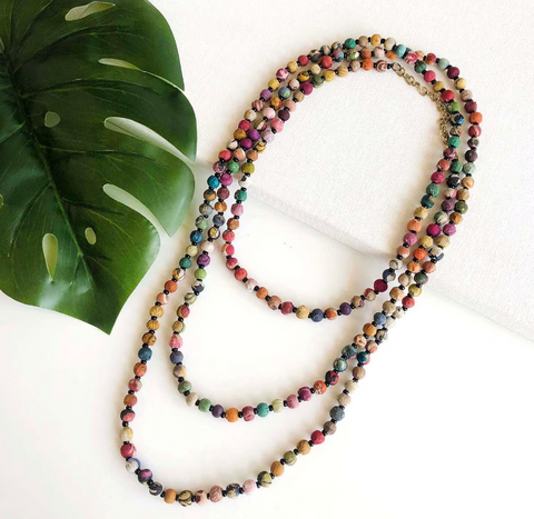 Kantha Bead Long Necklace