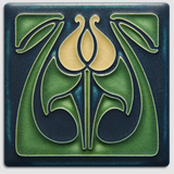 4x4 Tulip Bud Art Tile - Indigo