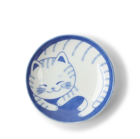 White & Blue Cats 3.75" Dish