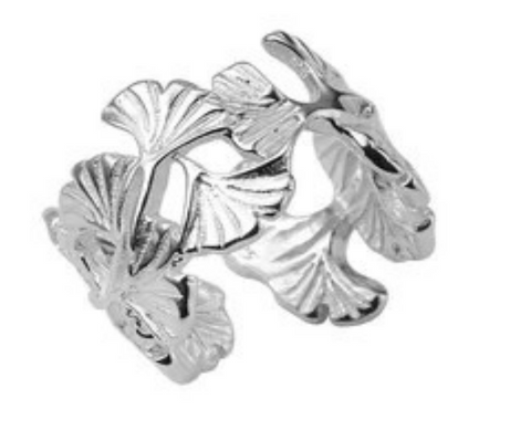 Sterling Silver Multi Leaf Ginkgo Ring