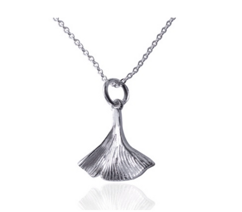 Sterling Silver Single Ginkgo Leaf Necklace