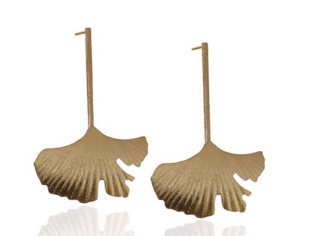 Single Ginkgo Leaf Earrings 18K Gold Vermeil