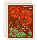 Red Poppies Thinking of You Friendship Card