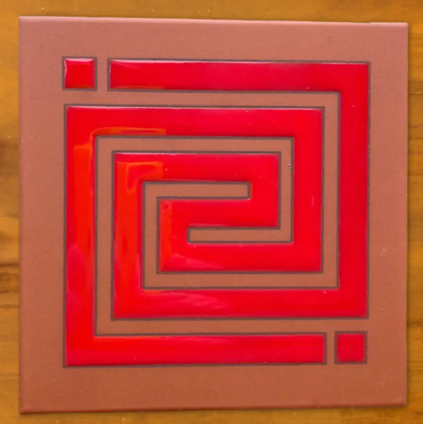 6x6 FLW Whirling Arrow Ceramic Tile - Terra Cotta