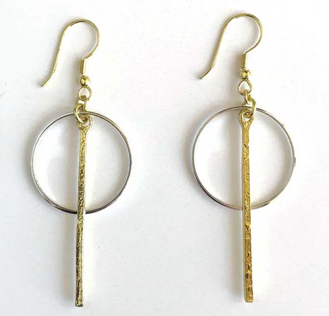 Bar Hoop Drop Earrings