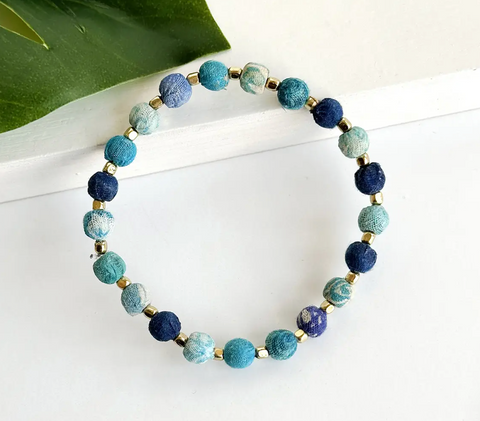 Dotted Kantha Azure Bracelet