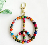 Kantha Peace Symbol Keychain Bag Clip