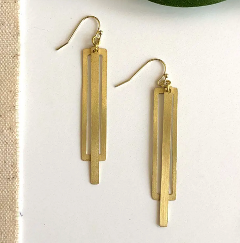Pierced Rectangle Earrings