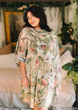 Fleur De Soleil Scarf with Magnolia Floral Print and Butterfly