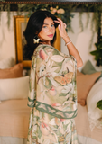 Fleur De Soleil Scarf with Magnolia Floral Print and Butterfly