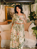 Fleur De Soleil Scarf with Magnolia Floral Print and Butterfly