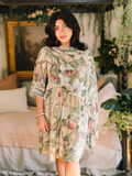 Fleur De Soleil Scarf with Magnolia Floral Print and Butterfly