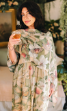Fleur De Soleil Scarf with Magnolia Floral Print and Butterfly