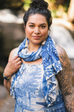 Let the Light in Bohemian Scarf with Blue Delft Toile Print