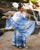 Let the Light in Bohemian Scarf with Blue Delft Toile Print