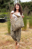 Born to Run Boho Linen Tote Bag with Wild Horses and Floral Print