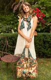 Stay Gold Boho Linen Tote Bag with Rabbits, Flowers, and Bees