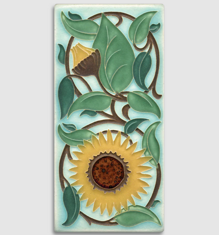 4x8 Sunflower Art Tile - Light Blue