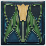 4x4 Lotus Art Tile - Indigo