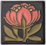 4x4 Peony Bloom - Salmon Art Tile