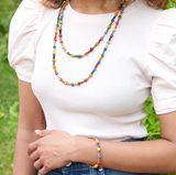Scrolled & Dotted Kantha Necklace