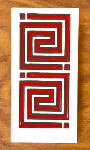 3x6 FLW Whirling Arrow on White Ceramic Tile
