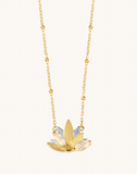 FLW Waterlilies Gold Necklace - White