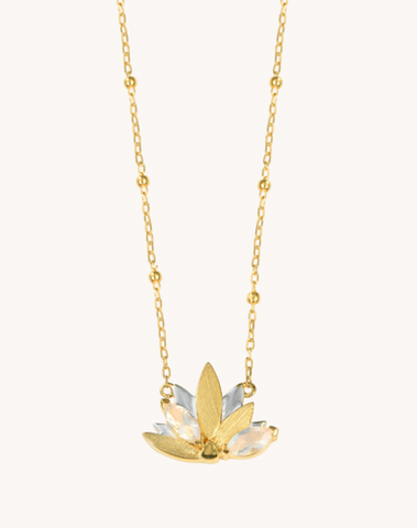 FLW Waterlilies Gold Necklace - White
