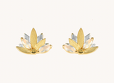 FLW Waterlilies Gold Studs - White