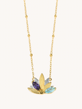 FLW Waterlilies Gold Necklace - Blue