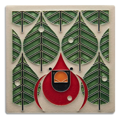 6x6 Coniferous Cardinal Art Tile