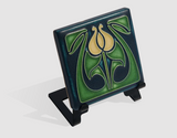 4x4 Tulip Bud Art Tile - Indigo