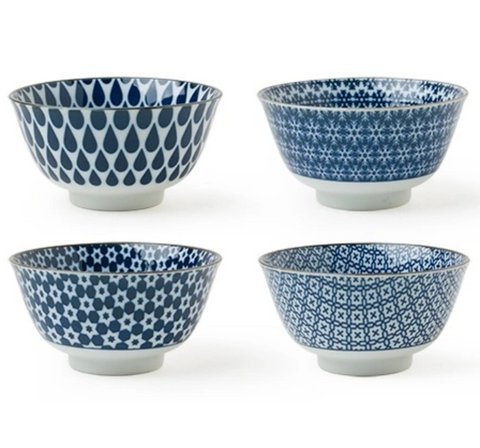 Blue & White 5" Bowl Set
