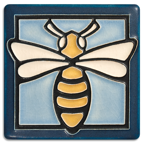 4x4 Bee Art Tile - Light Blue